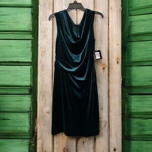 NWT velvet emerald green drop neck dress